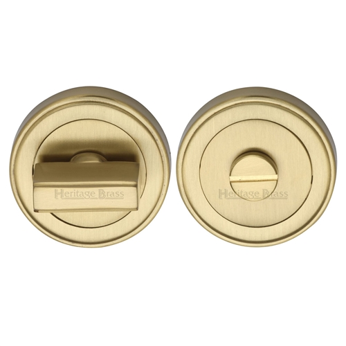 Heritage Brass ERD7030-SB Round Turn & Release Cylinder Escutcheon with stepped edge Satin Brass finish