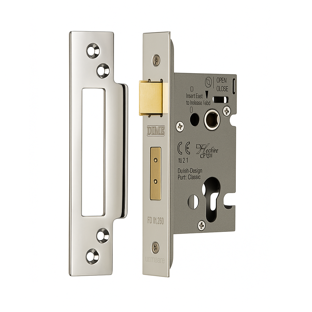 Eurospec Easi - T Euro Profile Security Sashlock 44mm Backset 64mm Case Polished Stainless Steel