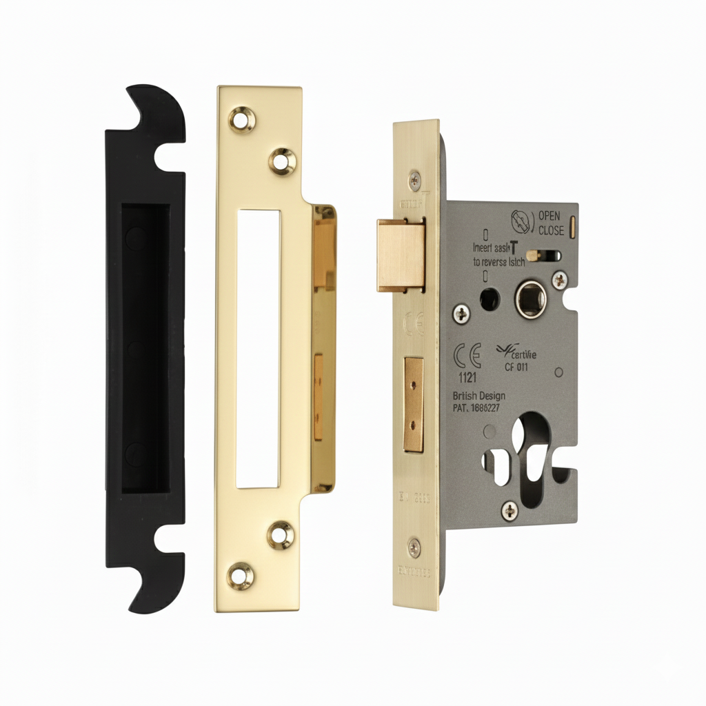 Eurospec Easi - T Euro Profile Security Sashlock 44mm Backset 64mm Case Polished Brass PVD