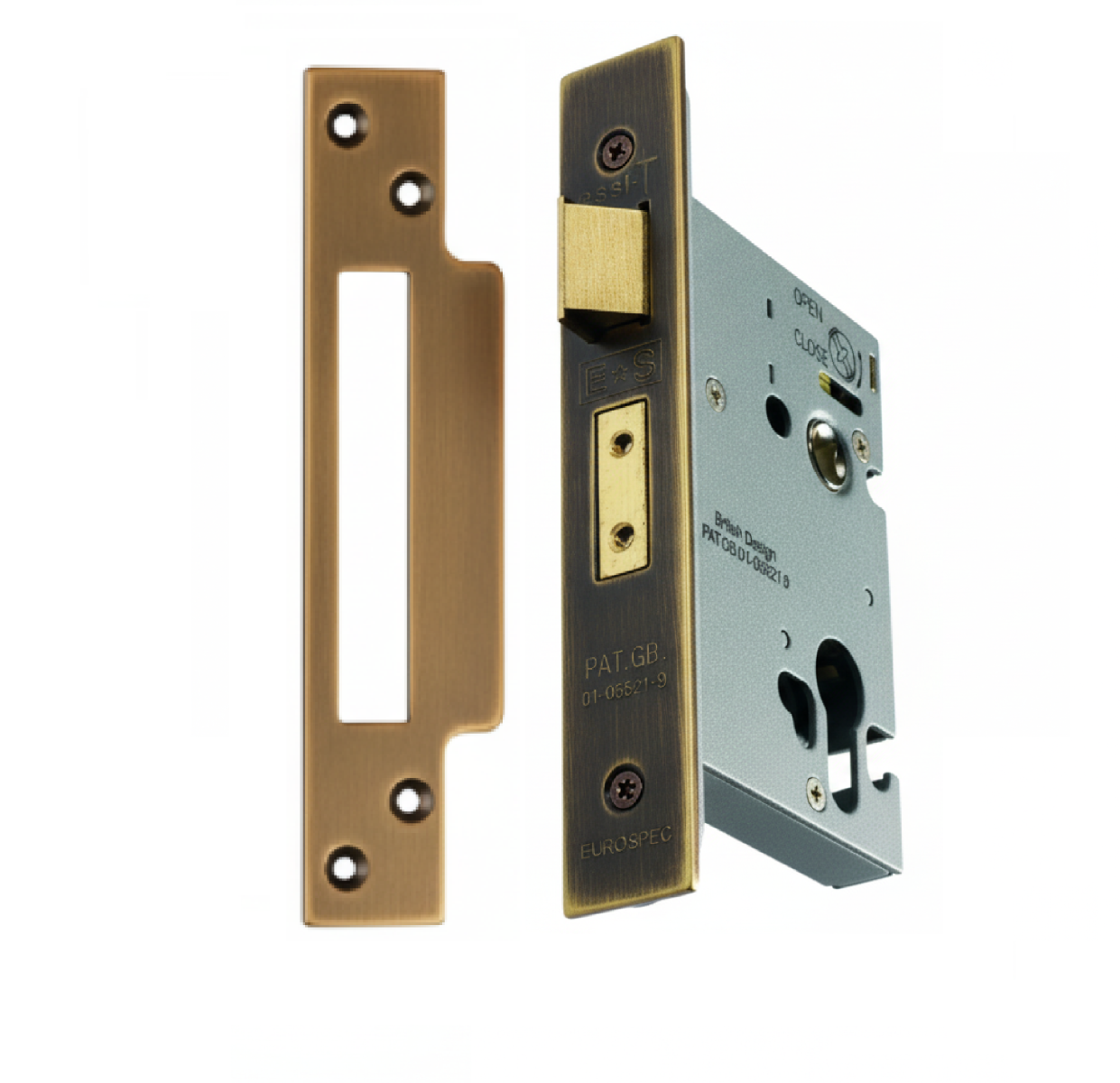 Eurospec Easi - T Euro Profile Security Sashlock 57mm Backset 76mm Case Antique Brass