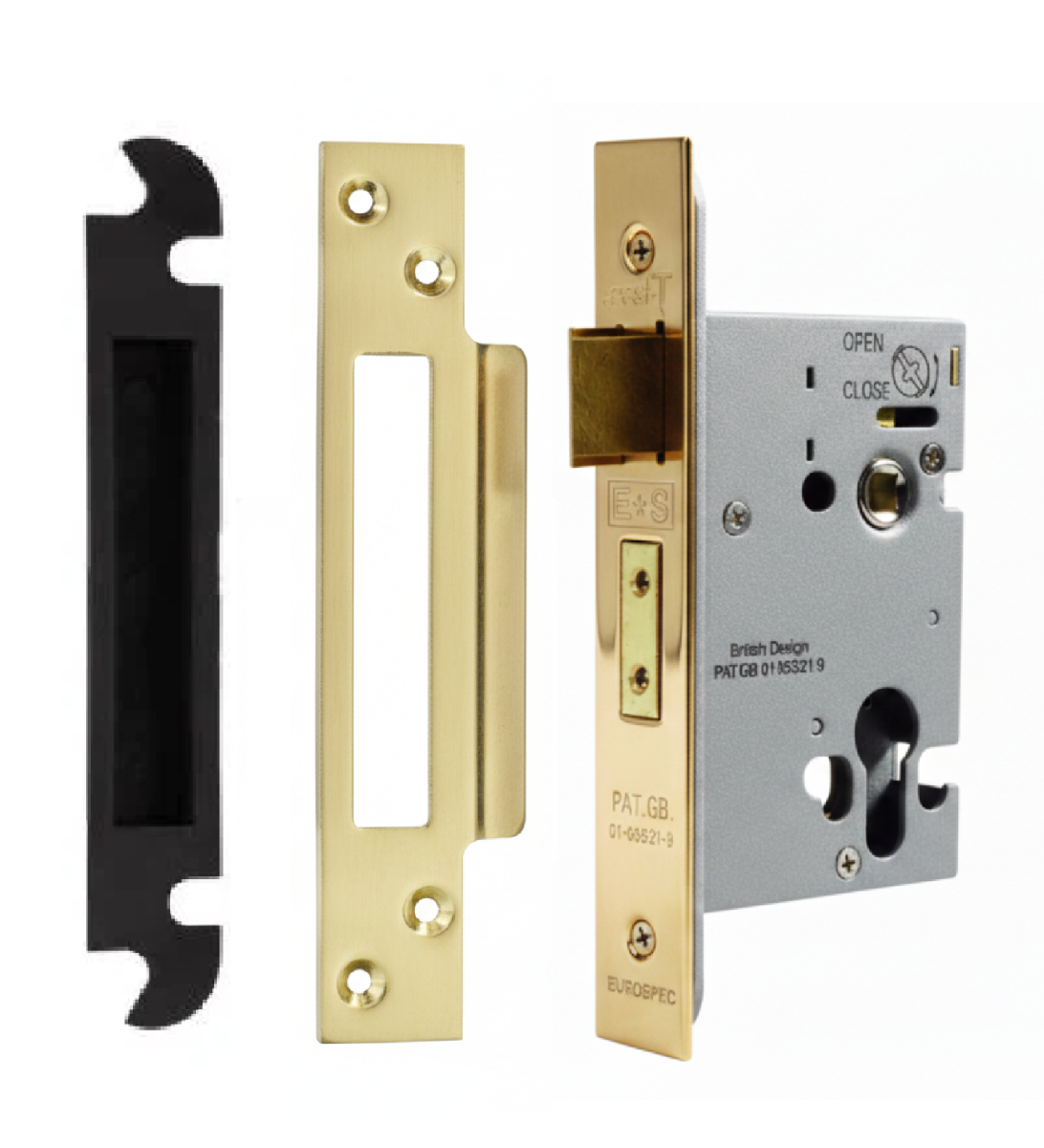 Eurospec Easi - T Euro Profile Security Sashlock 57mm Backset 76mm Case Polished Brass PVD