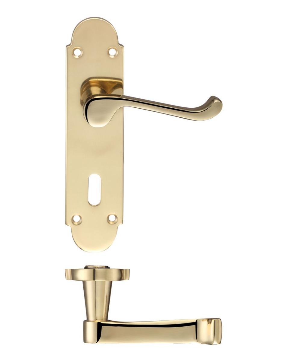 Fulton & Bray FB011 Oxford Lever Lock (57mm c/c) Furniture 170 x 42mm Polished Brass