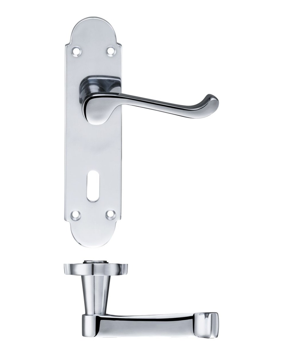 Fulton & Bray FB011CP Oxford Lever Lock (57mm c/c) Furniture 170 x 42mm Polished Chrome