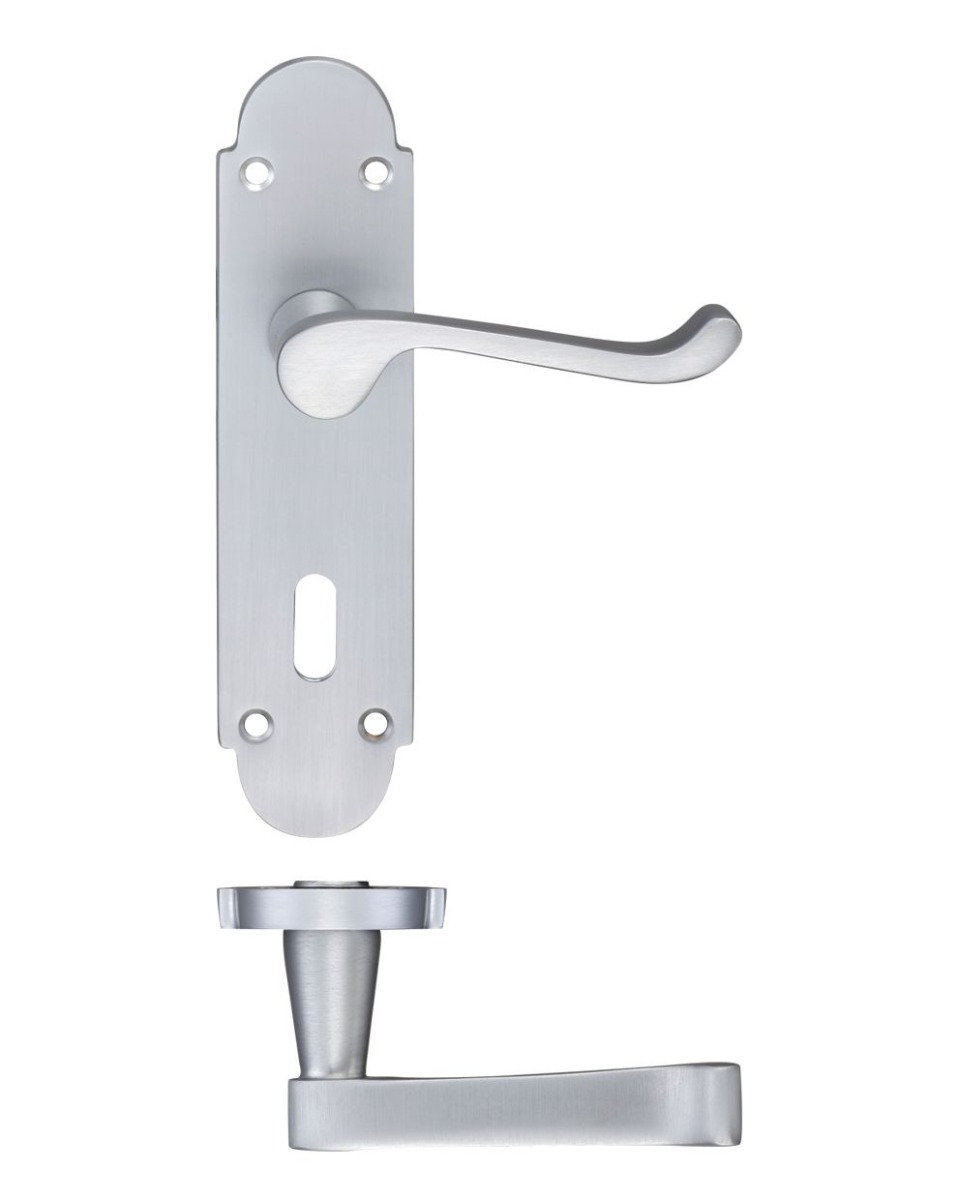 Fulton & Bray FB011SC Oxford Lever Lock (57mm c/c) Furniture 170 x 42mm Satin Chrome