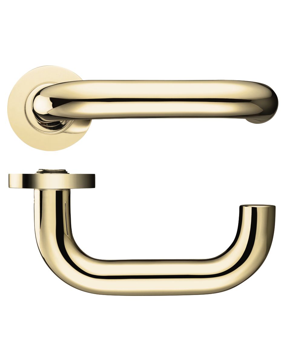 Fulton & Bray FB030 19mm Return to Door Lever on Round Rose Polished Brass