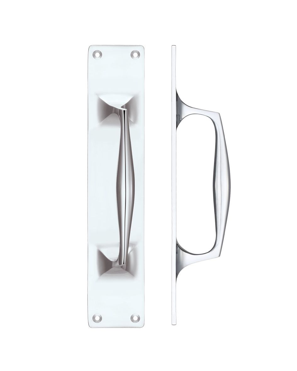 Fulton & Bray FB112ACP Cast Brass Pull Handle with Backplate - 300 x 60mm Polished Chrome