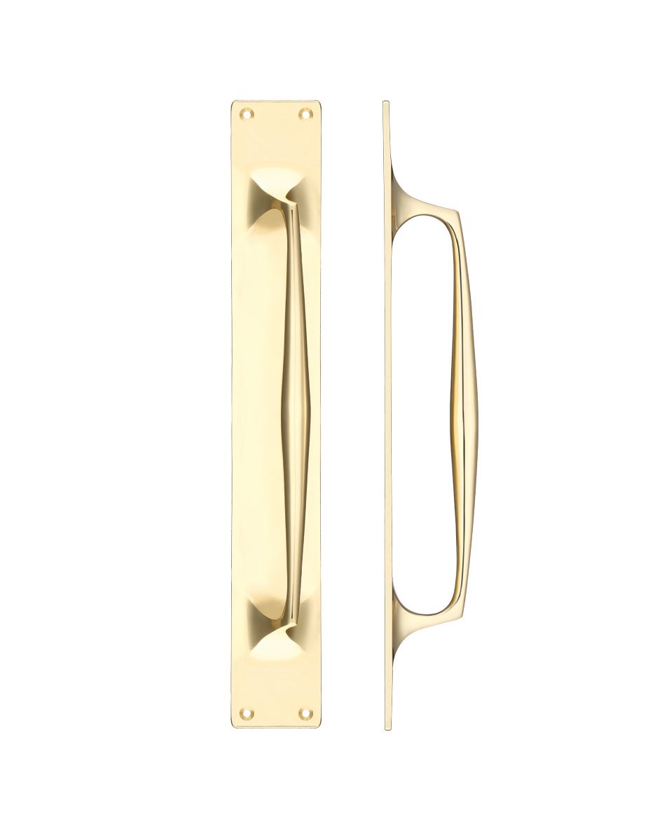 Fulton & Bray FB112B Cast Brass Pull Handle with Backplate - 425 x 60mm Polished Brass