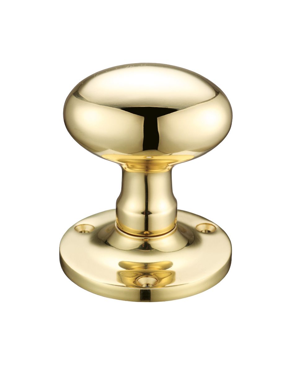 Fulton & Bray FB200 Oval Mortice Knob Furniture 62.5mm Rose dia. Polished Brass
