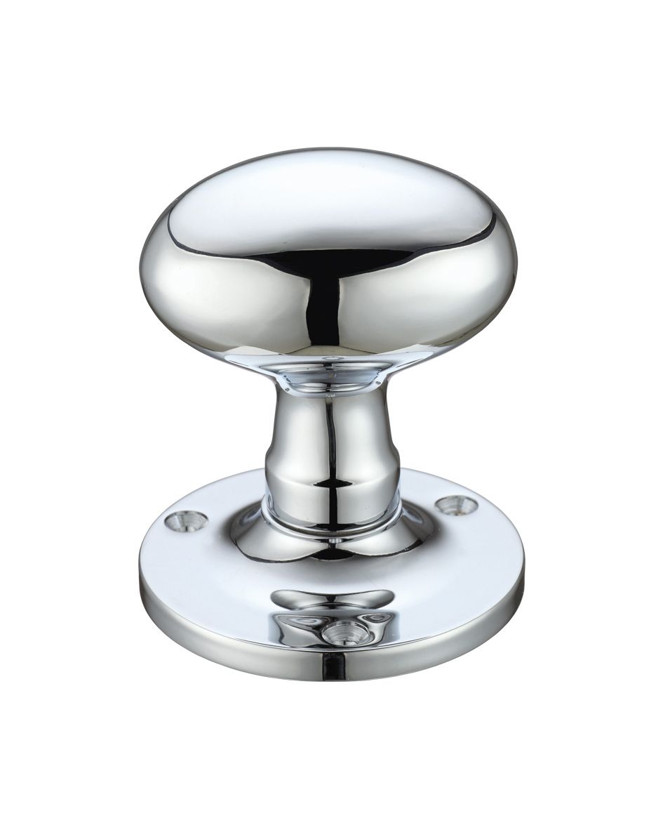 Fulton & Bray FB200CP Oval Mortice Knob Furniture 62.5mm Rose dia. Polished Chrome