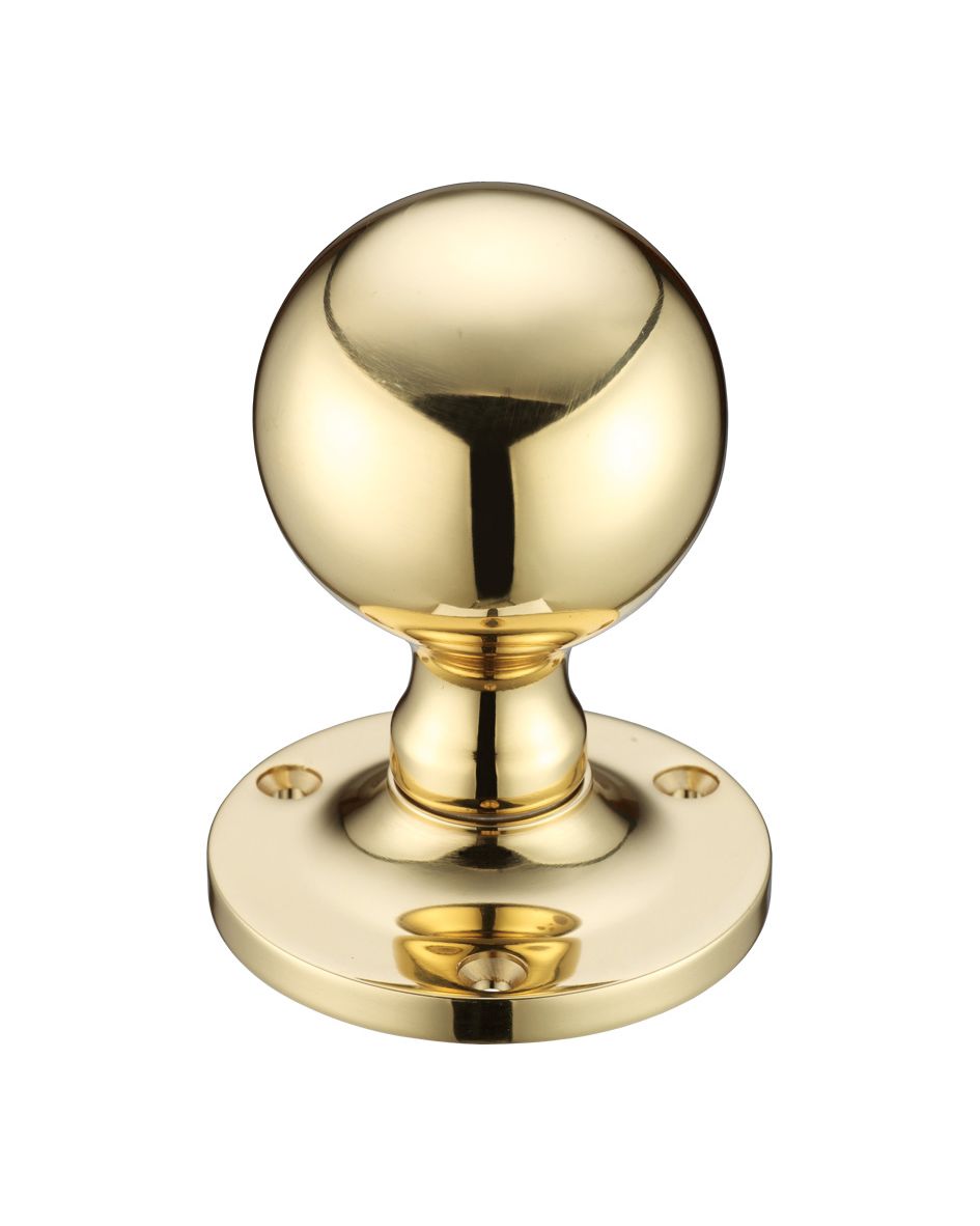 Fulton & Bray FB202 Ball Mortice Knob Furniture 62.5mm Rose dia. Polished Brass