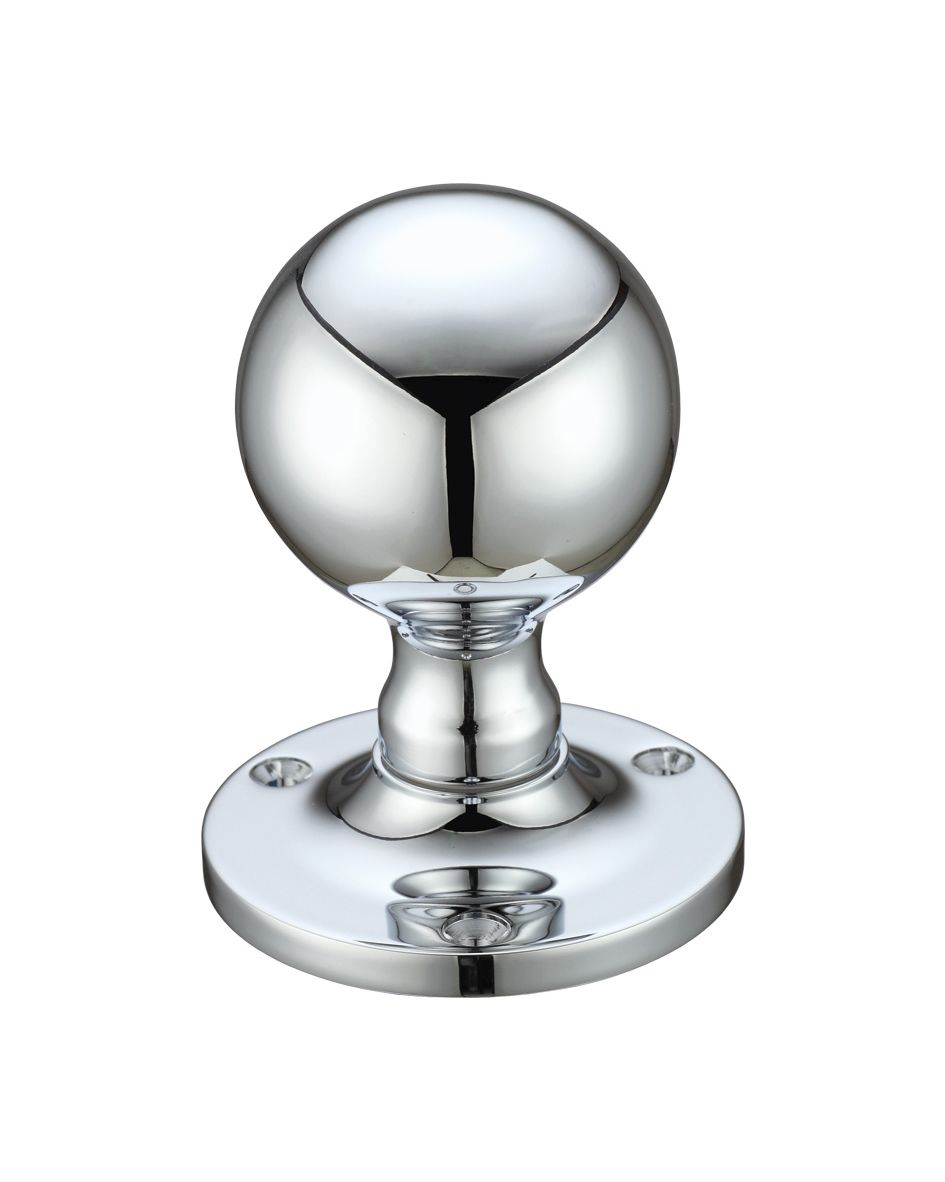 Fulton & Bray FB202CP Ball Mortice Knob Furniture 62.5mm Rose dia. Polished Chrome