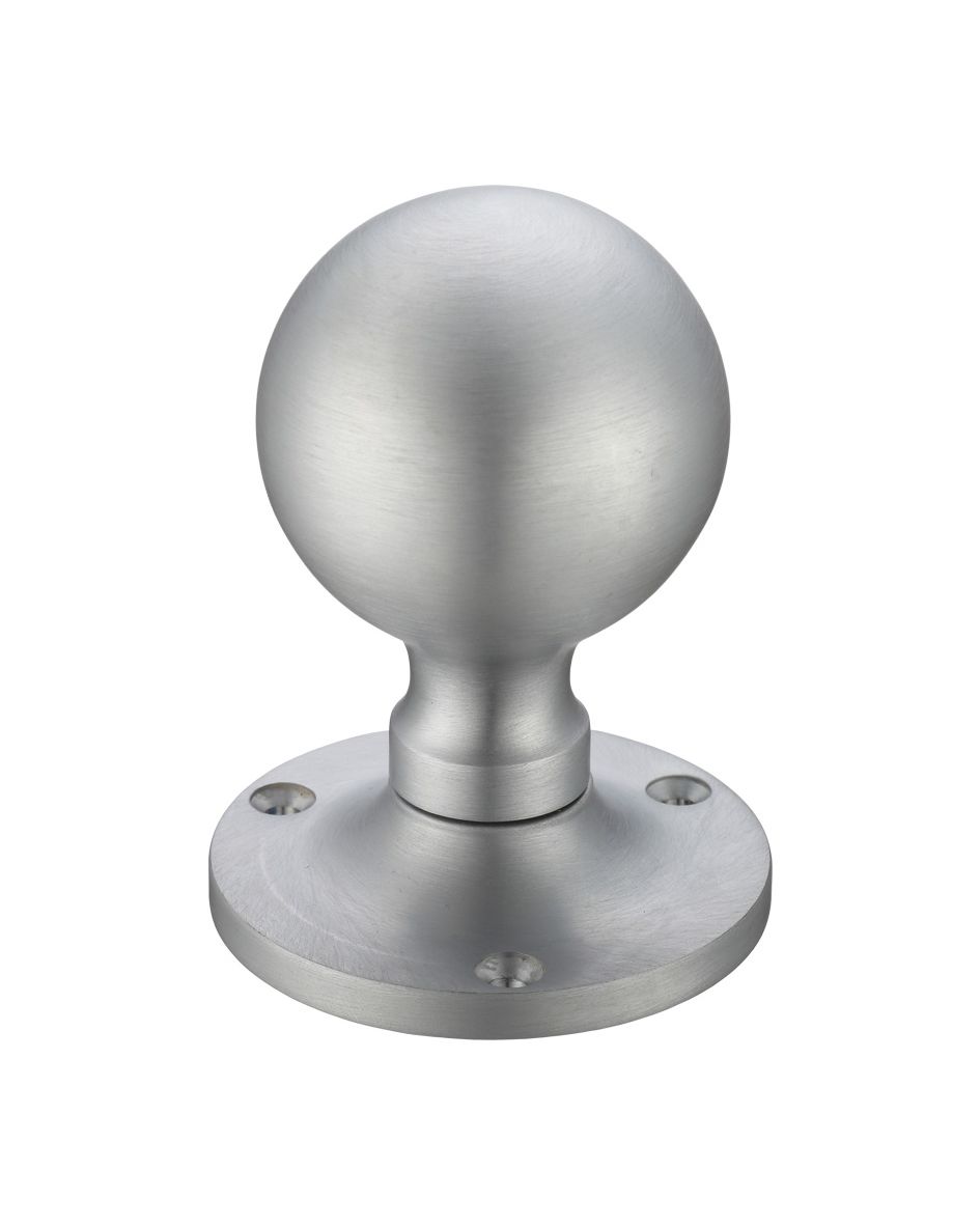Fulton & Bray FB202SC Ball Mortice Knob Furniture 62.5mm Rose dia. Satin Chrome