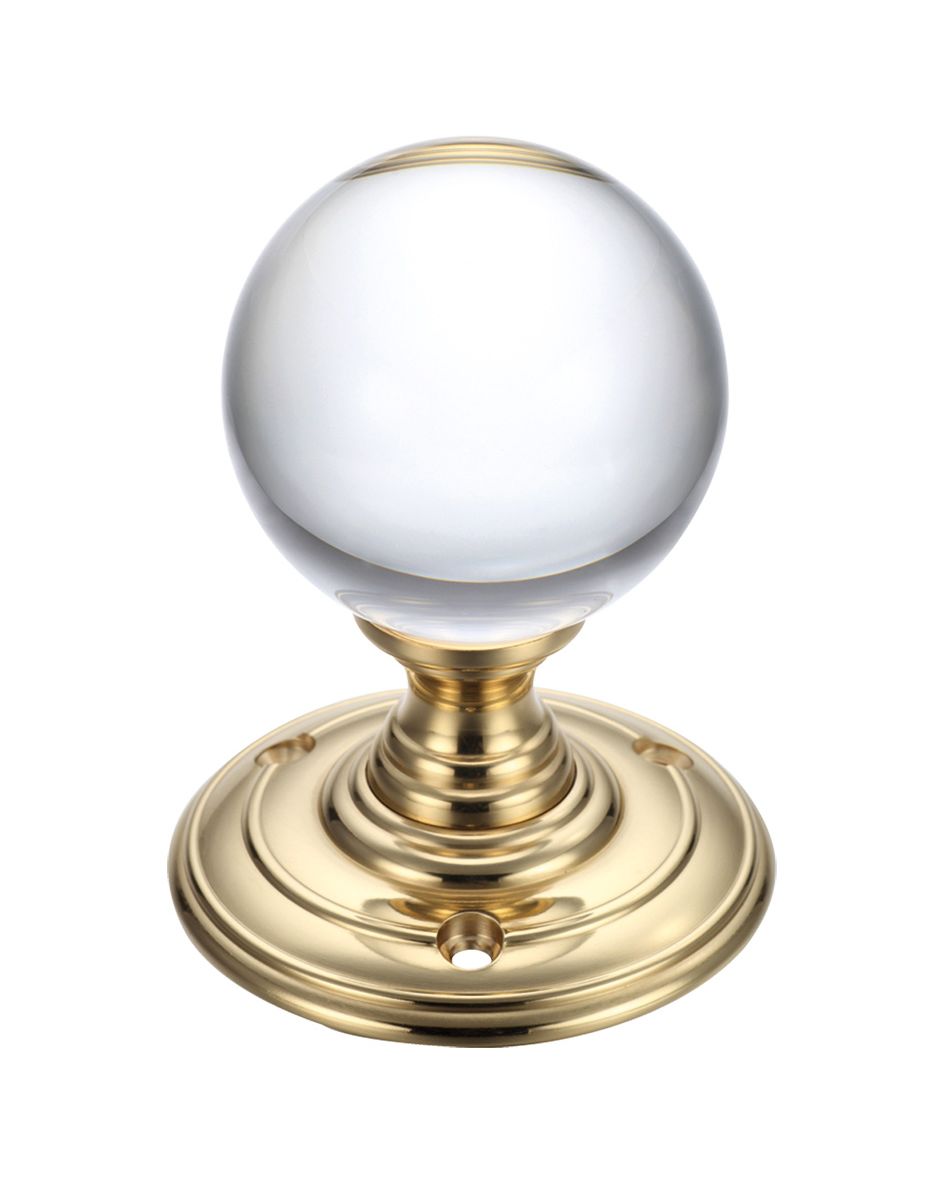 Fulton & Bray FB300 Glass Ball Mortice Knob - Plain 55mm Polished Brass