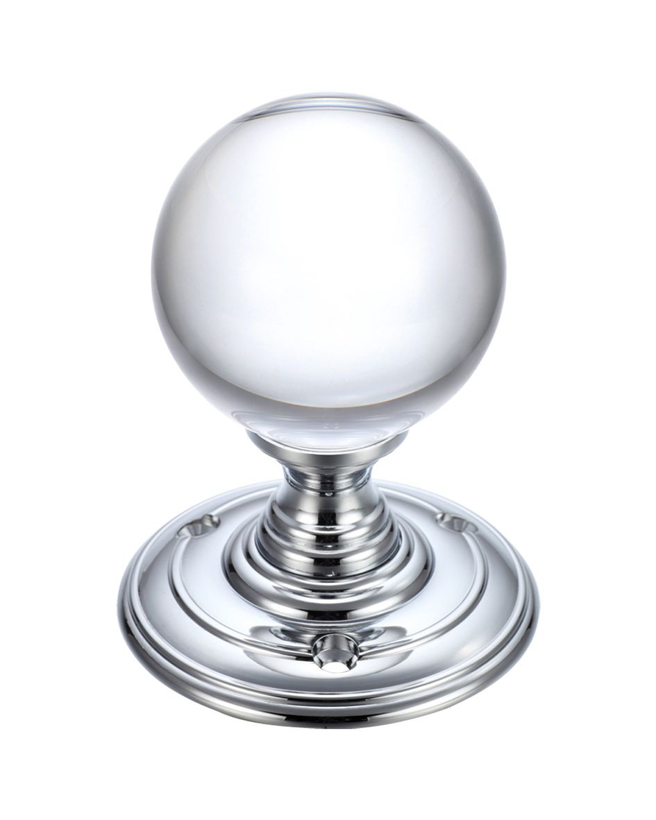 Fulton & Bray FB300CP Glass Ball Mortice Knob - Plain 55mm Polished Chrome