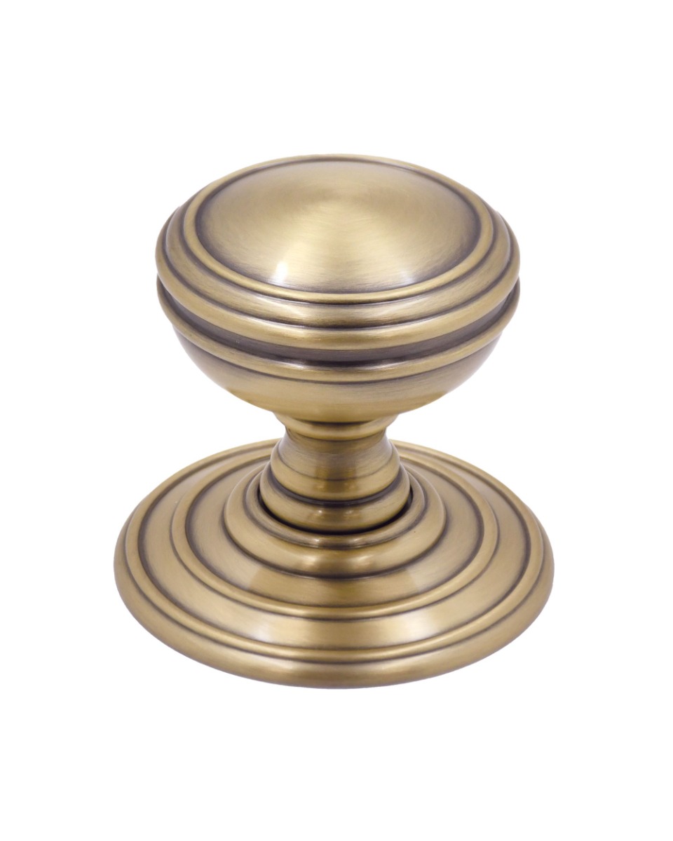 Mortice Knob on Round Rose-Concealed Fix-Antique Brass Fulton Bray-FB305AB