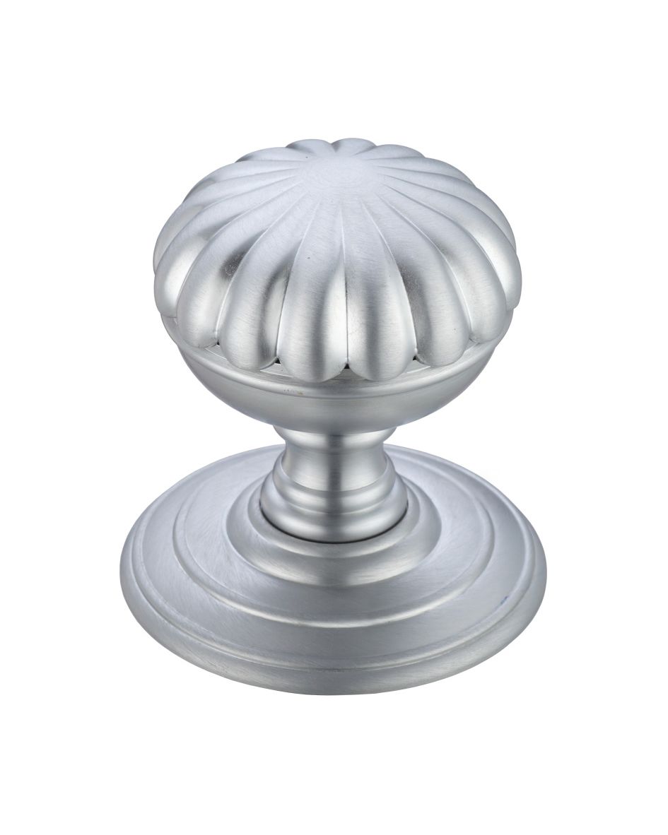 Fulton & Bray FB307SC Flower Mortice Knob on Round Rose - Concealed Fix Satin Chrome