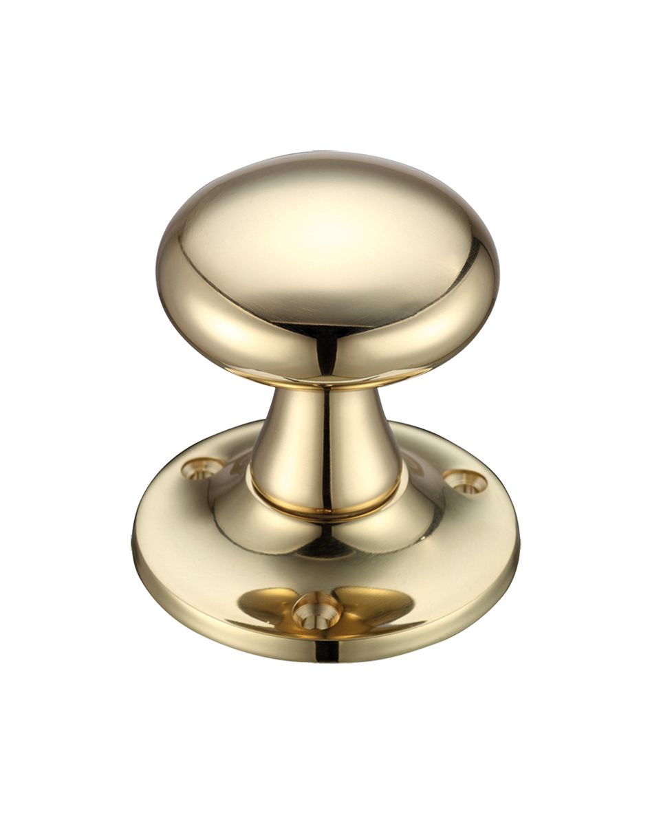 Fulton & Bray FB501 Mushroom Mortice Knob Furniture 60mm Rose dia. Polished Brass