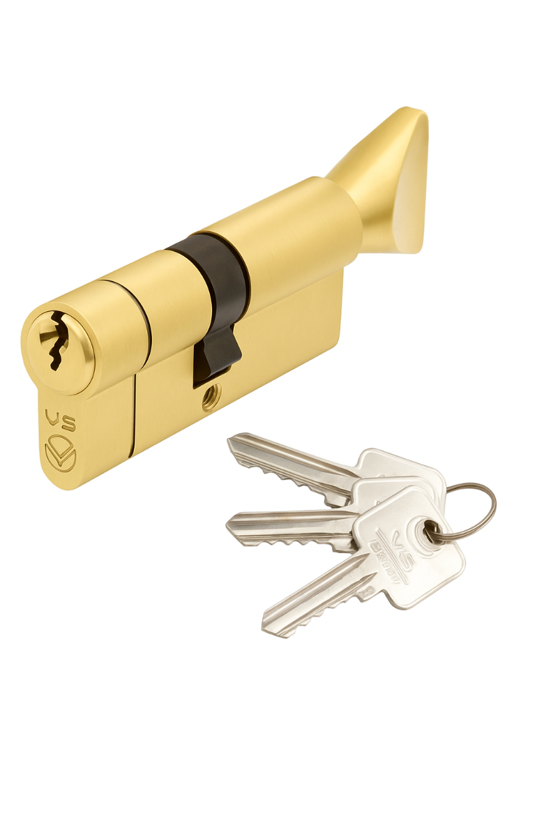 Zoo Hardware Vier V5 80mm Euro Cylinder and Turn Keyed to Differ Satin V5EP80CTSBKTD