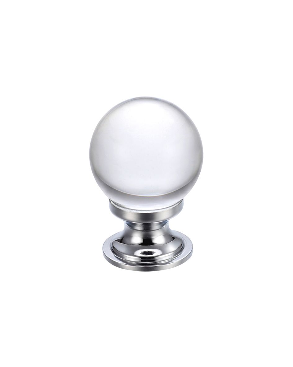 Fulton & Bray FCH02ACP Glass Ball Cabinet Knob - Plain 25mm Polished Chrome