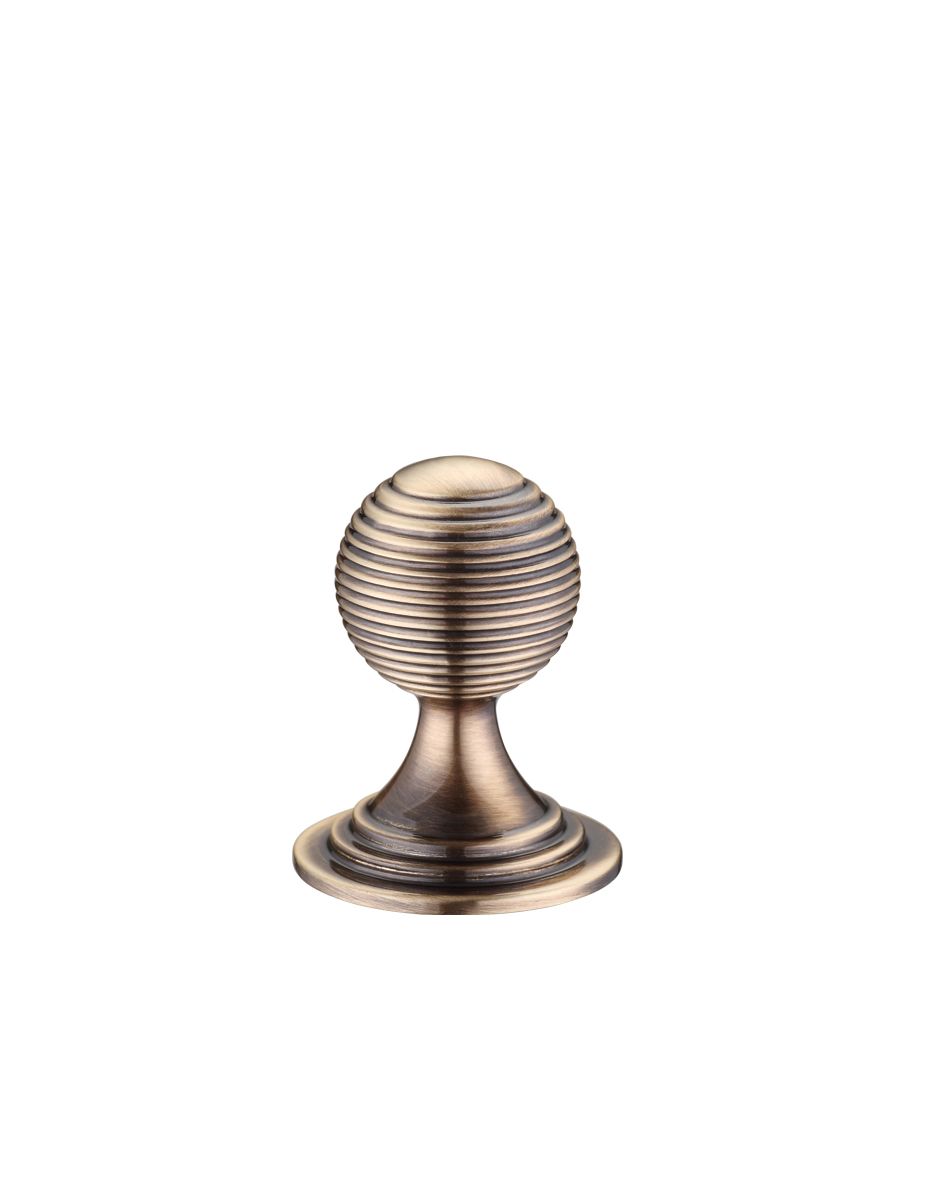 Fulton & Bray FCH08AFB Queen Anne Ringed Knob 25mm rose dia. Florentine Bronze