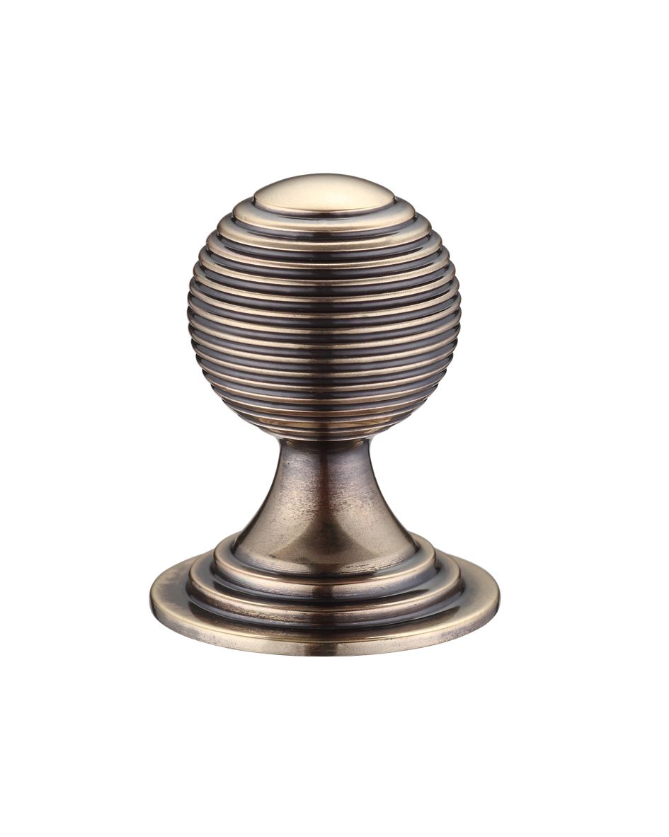 Fulton & Bray FCH08CFB Queen Anne Ringed Knob 38mm rose dia. Florentine Bronze