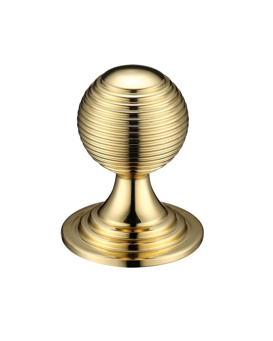 Fulton & Bray FCH08B Queen Anne Ringed Knob 32mm rose dia. Polished Brass