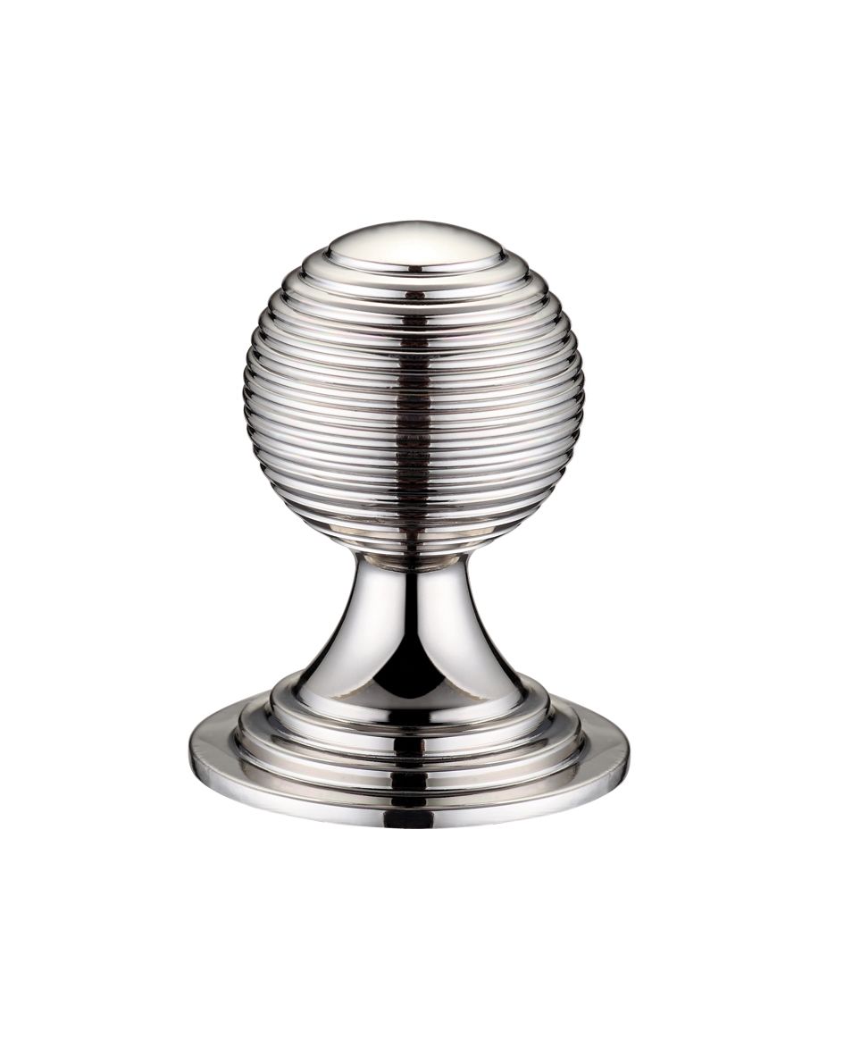 Fulton & Bray FCH08BPN Queen Anne Ringed Knob 32mm rose dia. - Lacquered Polished Nickel