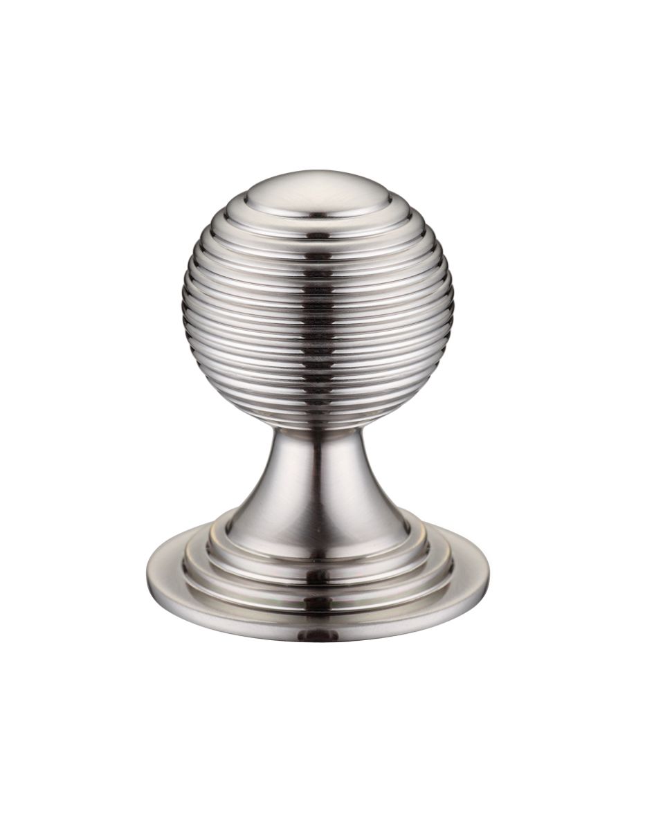 Fulton & Bray FCH08CSN Queen Anne Ringed Knob 38mm rose dia. - Lacquered Satin Nickel