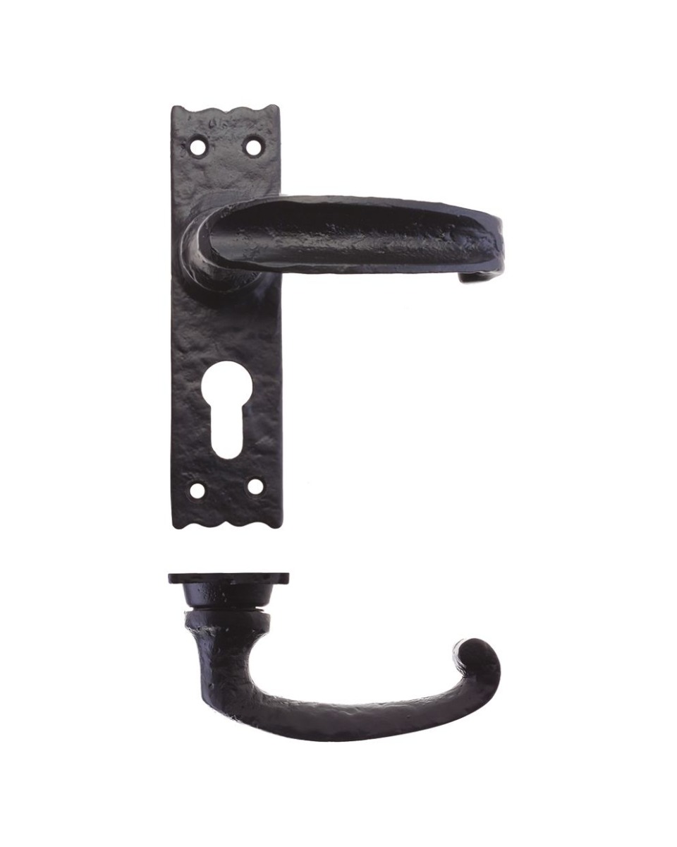 Foxcote Foundries FF211EP Traditional Slimline Thumb Lever on Euro Backplate - Black Antique