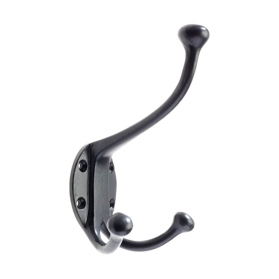 Foxcote Foundries FF73PCB Double Hat and Coat Hook Powder Coat Black