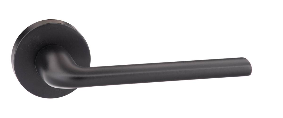 Forme Milly Designer Lever on Minimal Round Rose - Matt Black FMR133MB