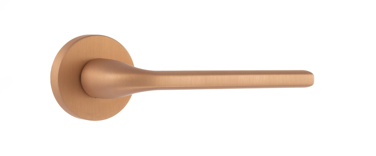 Forme Milly Designer Lever on Minimal Round Rose - Urban Satin Copper FMR133USC
