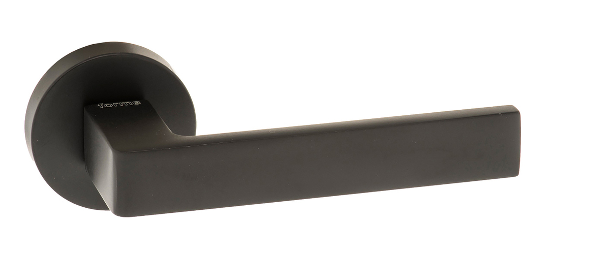Forme Asti Designer Lever on Minimal Round Rose - Matt Black FMR254MB