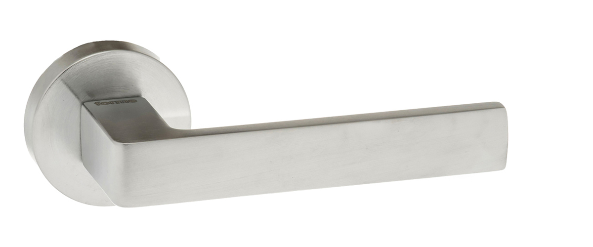 Forme Asti Designer Lever on Minimal Round Rose - Satin Chrome FMR254SC