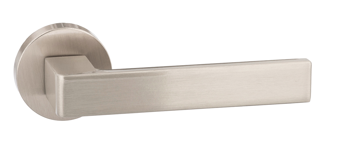 Forme Asti Designer Lever on Minimal Round Rose - Satin Nickel FMR254SN