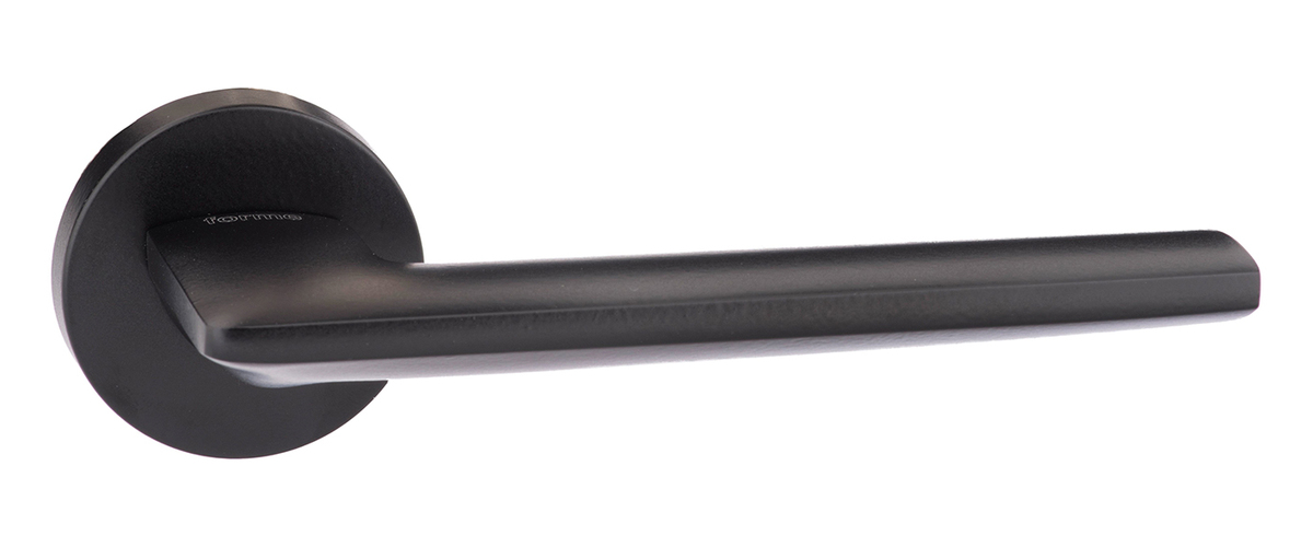 Forme Boston Designer Lever on Minimal Round Rose - Matt Black FMR422MB