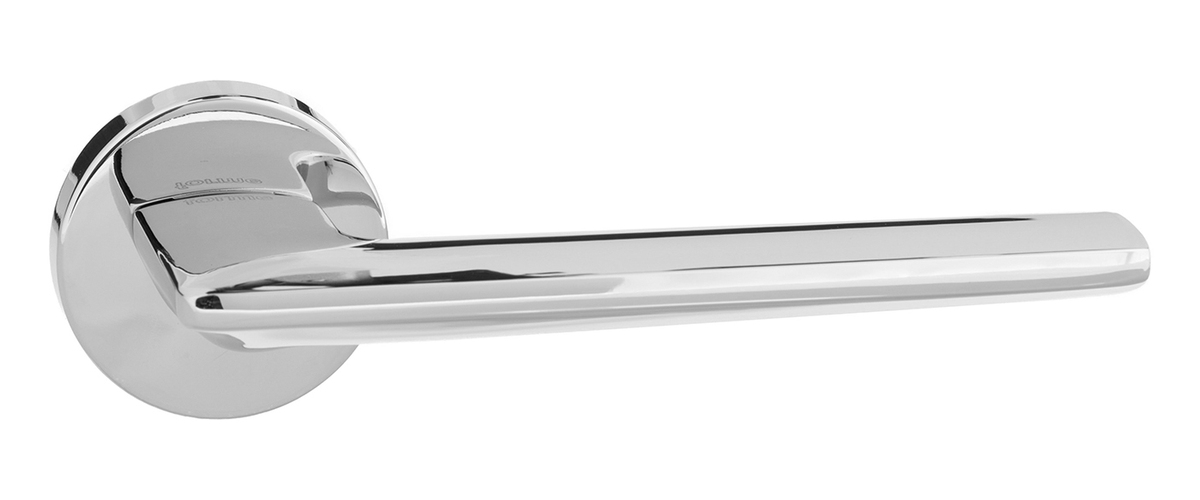 Forme Boston Designer Lever on Minimal Round Rose - Polished Chrome FMR422PC