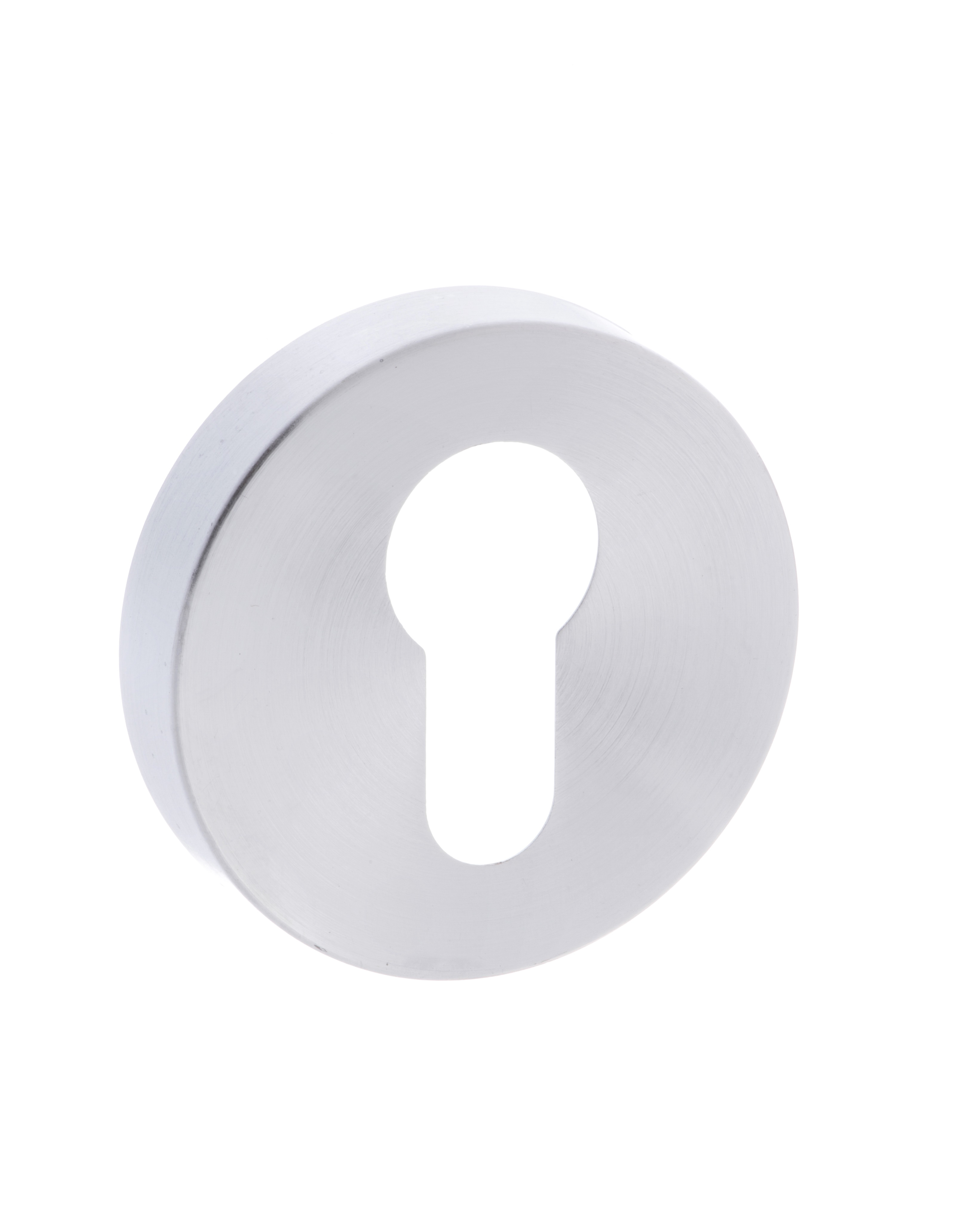 Forme Euro Escutcheon on Minimal Round Rose - Satin Chrome FMRESC
