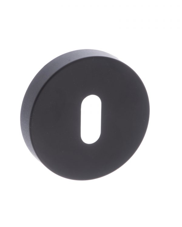 CleanTouch Anti-Bac Key Escutcheon on Minimal Round Rose - Matt Black CTFMRKMB