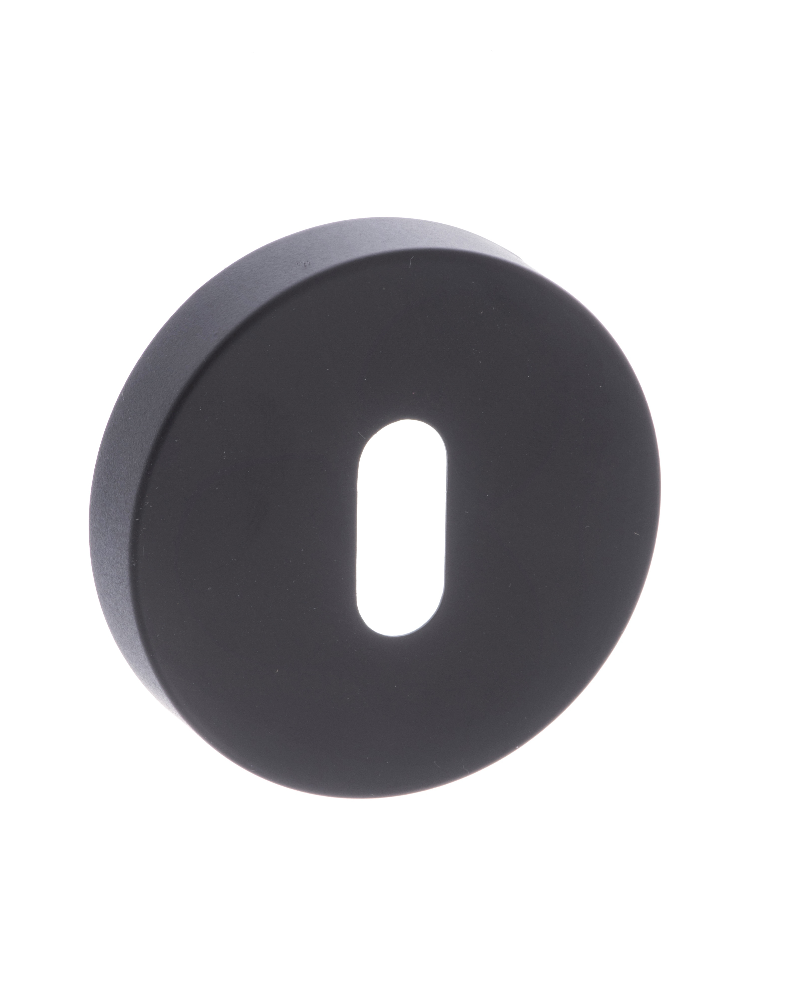 Forme Key Escutcheon on Minimal Round Rose - Matt Black FMRKMB