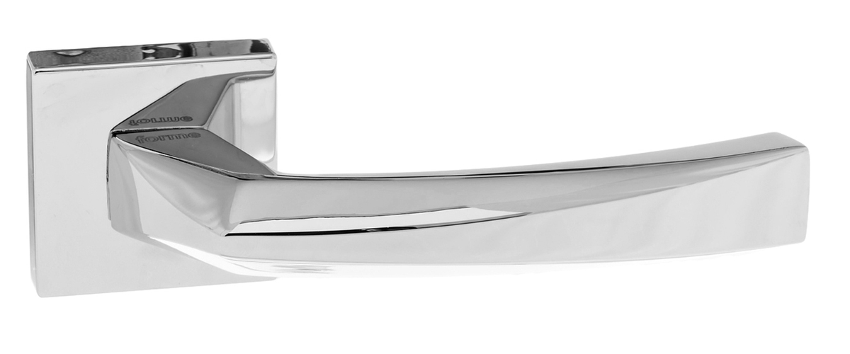 Forme Crystal Designer Lever on Minimal Square Rose - Polished Chrome FMS268PC