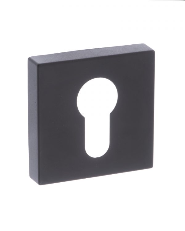 CleanTouch Anti-Bac Euro Escutcheon on Minimal Square Rose - Matt Black CTFMSEMB