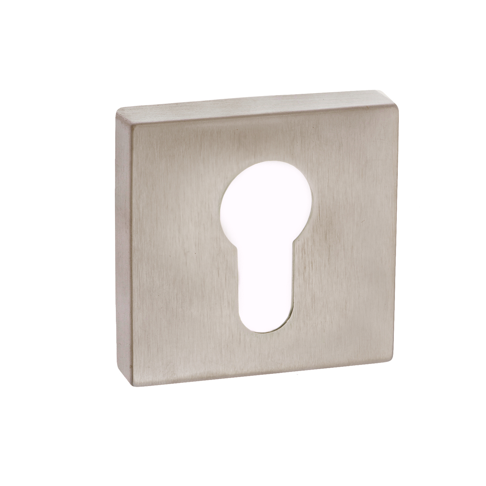 Forme Euro Escutcheon on Minimal Square Rose - Satin Nickel FMSESN