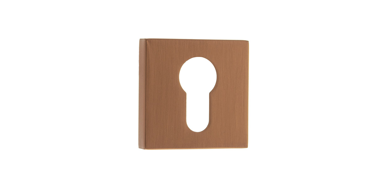 Forme Euro Escutcheon on Minimal Square Rose - Urban Satin Copper FMSEUSC
