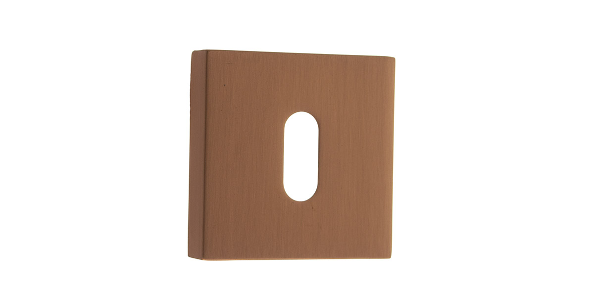Forme Key Escutcheon on Minimal Square Rose - Urban Satin Copper FMSKUSC