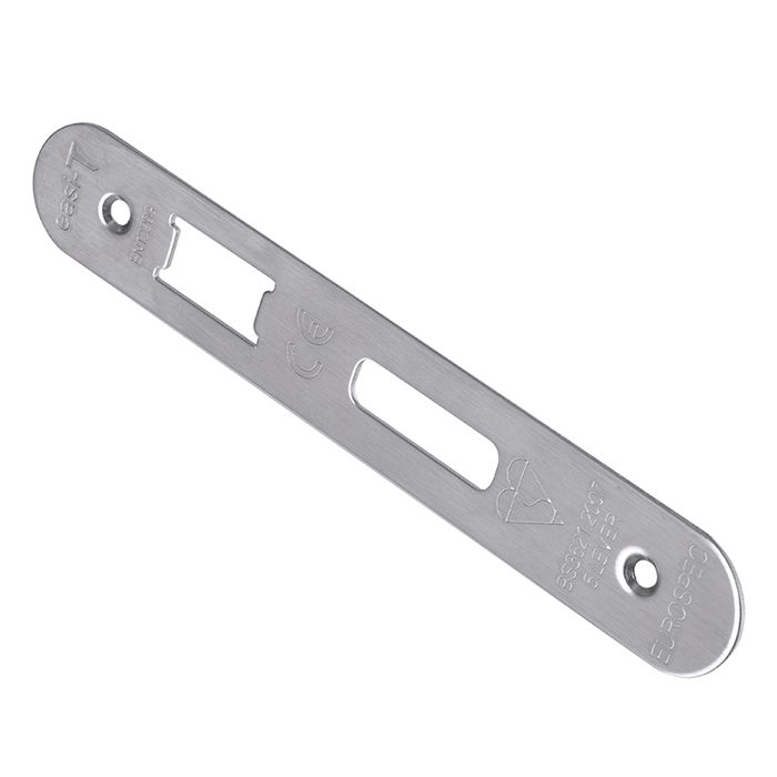 Eurospec FSF5013SSS/R Forend Strike & Fixing Pack To Suit Bs 5 Lever Sash Lock - Radius Satin Stainless Steel