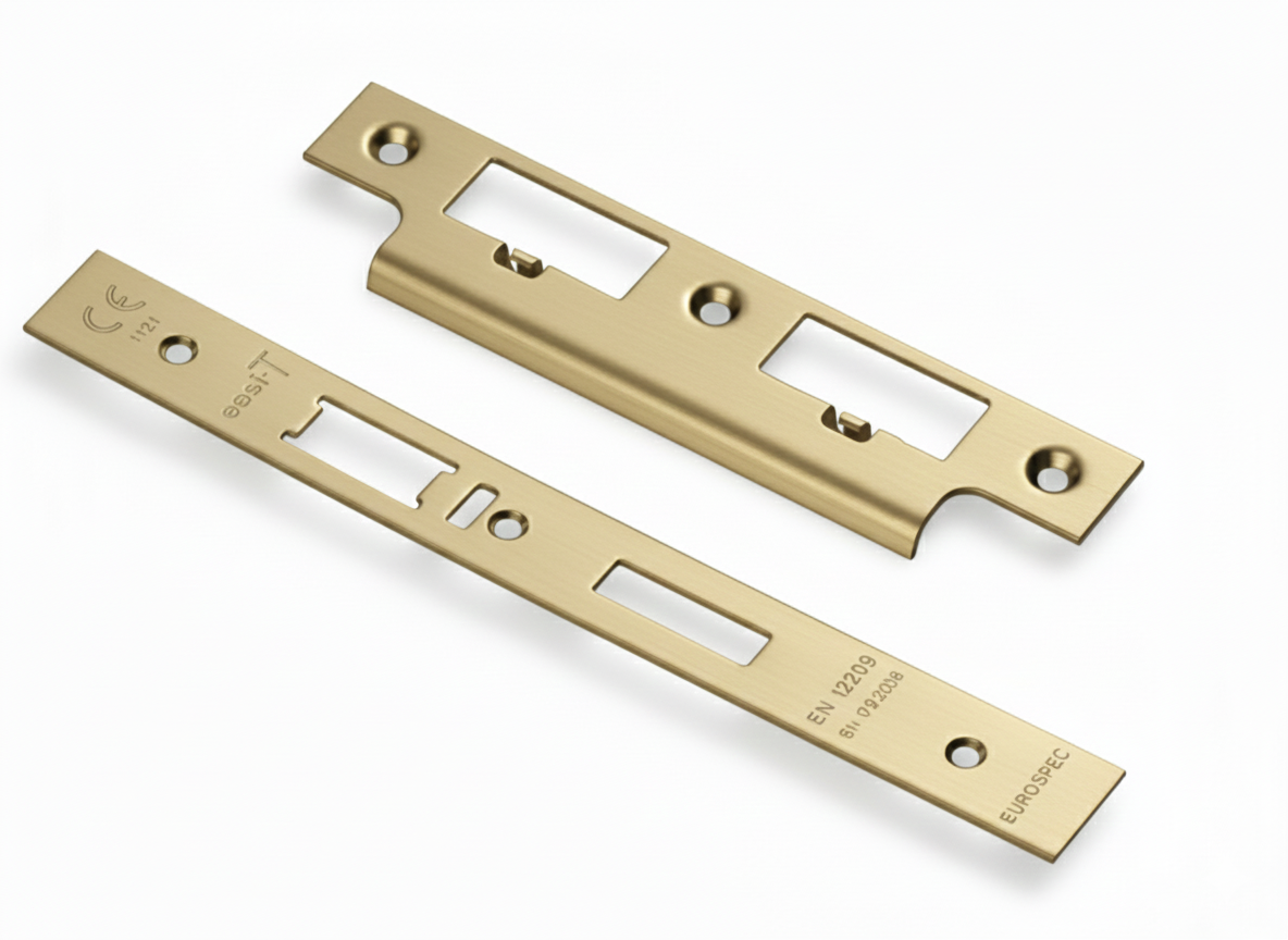 Eurospec FSF5032SB Forend Strike & Fixing Pack To Suit Din Escape Lock Satin Brass