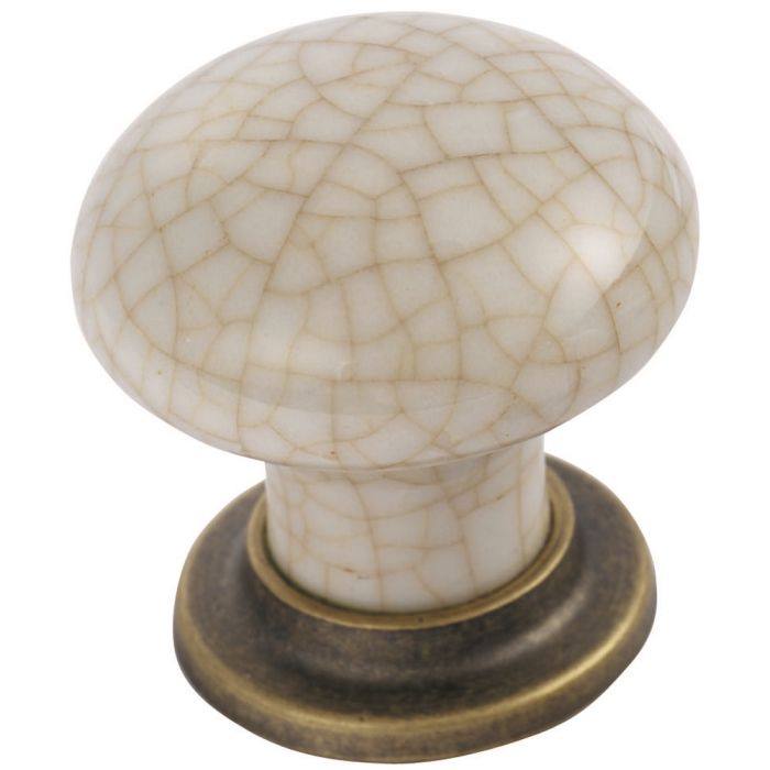 Fingertip FTD630AFBIC Ftd Porcelain Knob With Finished Base 35mm Florentine Bronze/Ivory Crackle Glaze