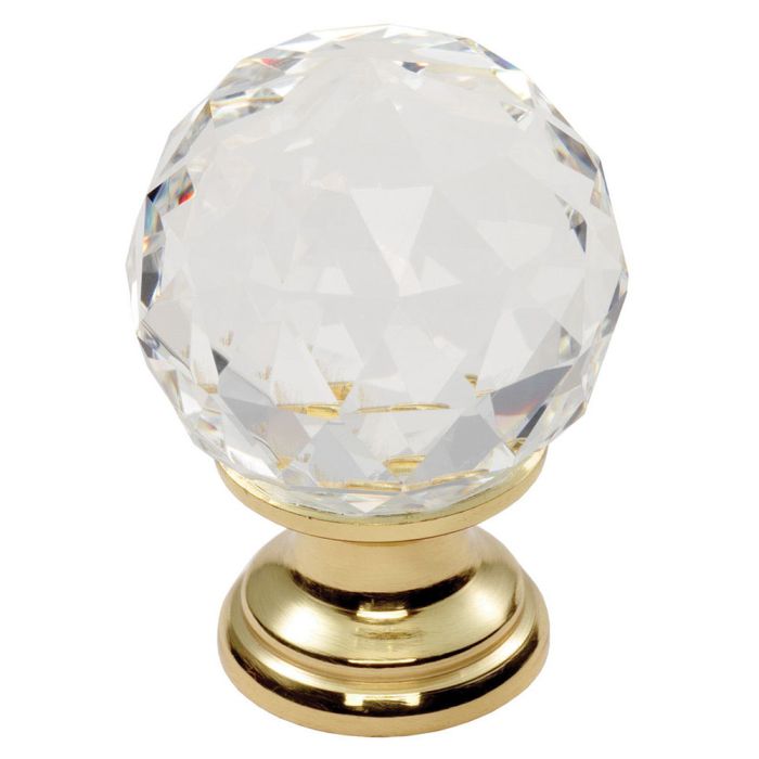 Fingertip FTD670ACTB Ftd Crystal Faceted Knob With Finished Base 25mm Polished Brass