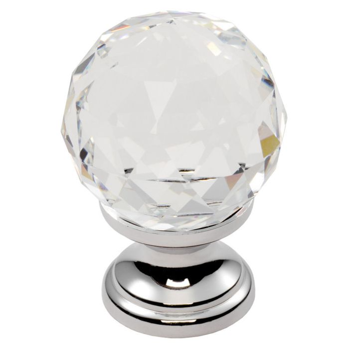 Fingertip FTD670BCTC Ftd Crystal Faceted Knob With Finished Base 30mm Polished Chrome